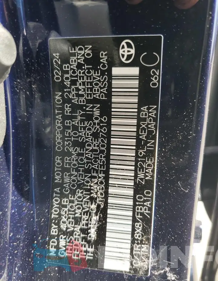 JTDBCMFE5RJ027616 Photo# 12