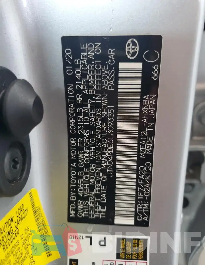 JTND4RBE6L3093351 Photo# 14