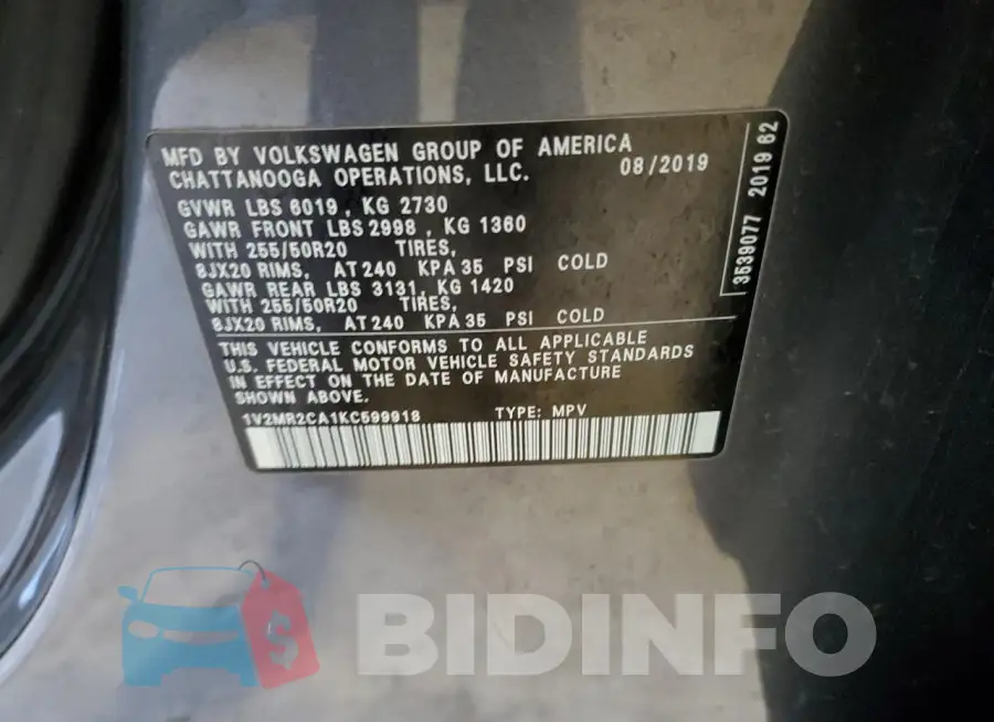 1V2MR2CA1KC599918 Photo# 12