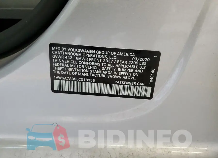 1VWSA7A35LC018355 Photo# 12