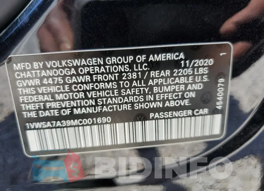 1VWSA7A39MC001690 Photo# 12