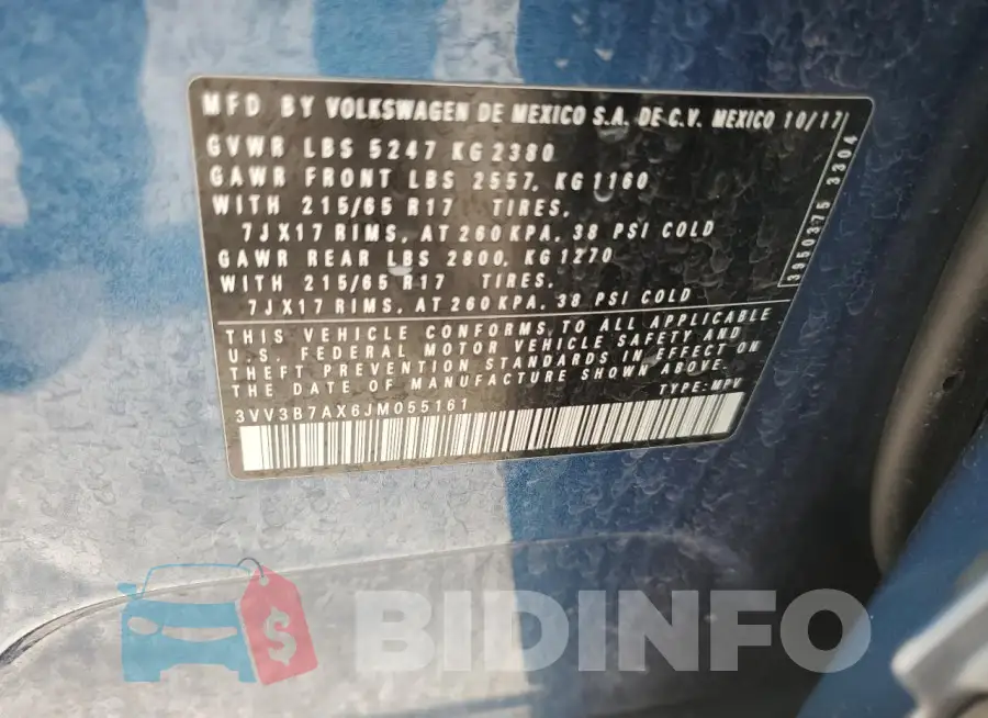 3VV3B7AX6JM055161 Photo# 13