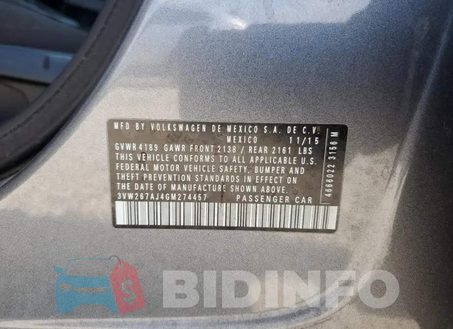 3VW267AJ4GM274457 Photo# 12