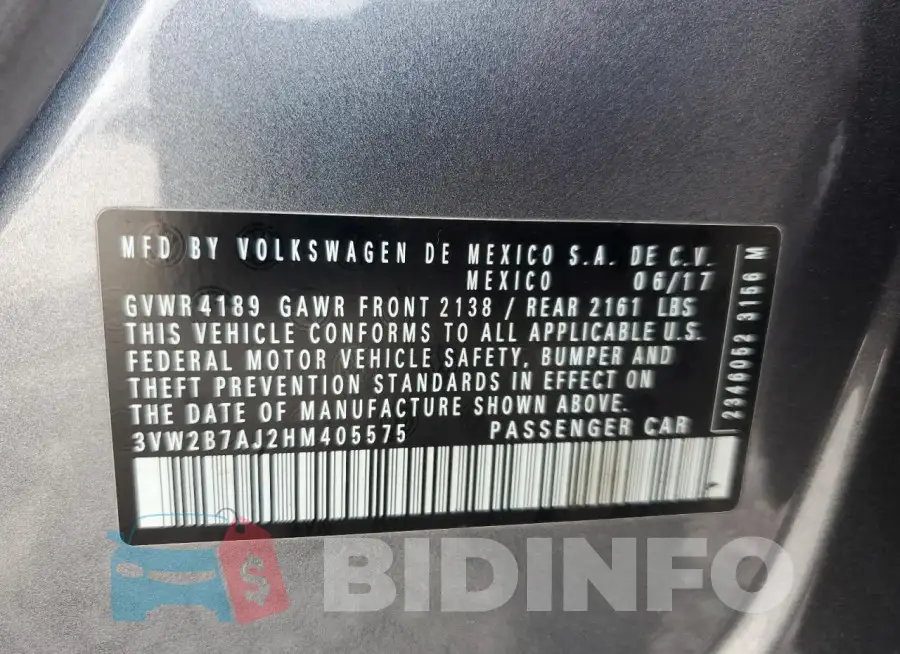 3VW2B7AJ2HM405575 Photo# 12