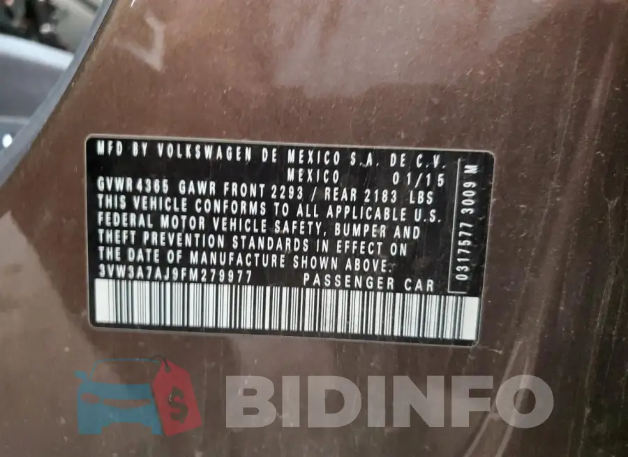 3VW3A7AJ9FM279977 Photo# 13