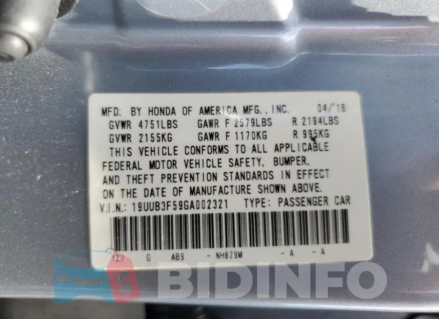 19UUB3F59GA002321 Photo# 12