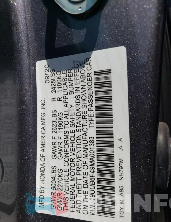 19UUB6F49MA001383 Photo# 12