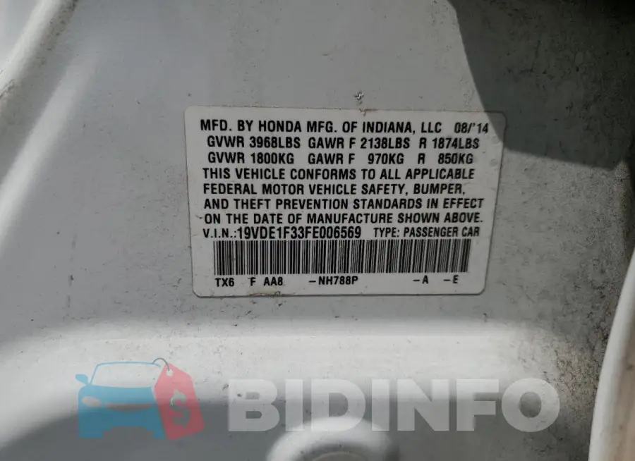 19VDE1F33FE006569 Photo# 13