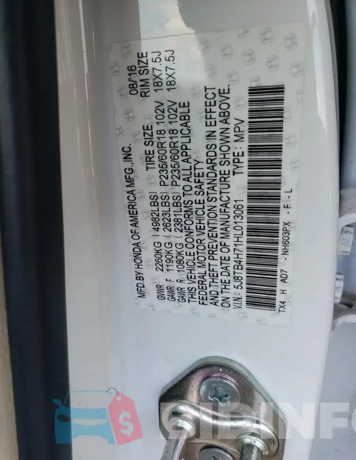 5J8TB4H71HL013061 Photo# 12