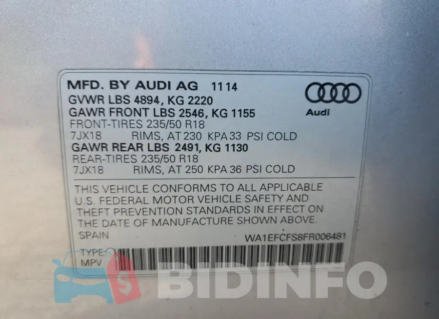 WA1EFCFS8FR006481 Photo# 13