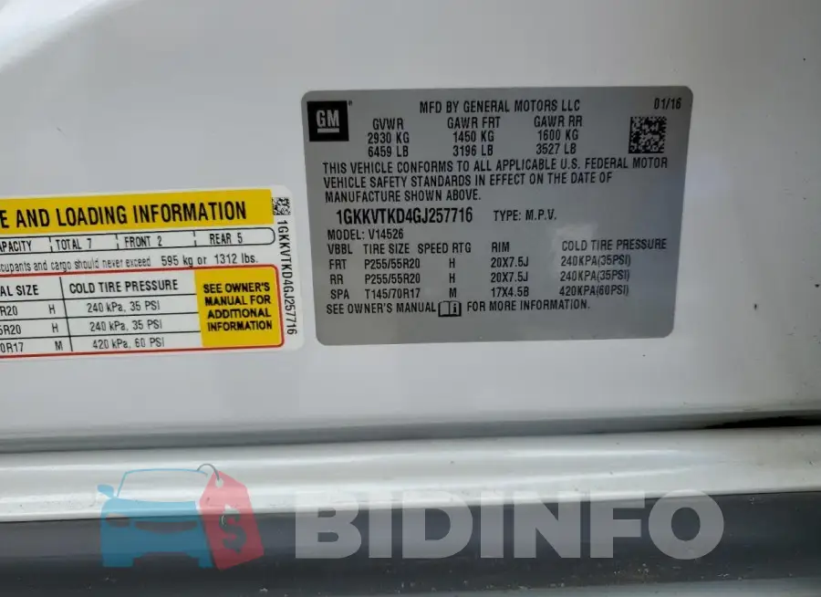 1GKKVTKD4GJ257716 Photo# 14
