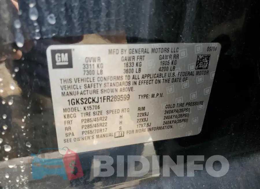 1GKS2CKJ1FR289599 Photo# 13