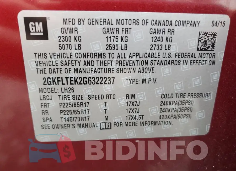 2GKFLTEK2G6322237 Photo# 13