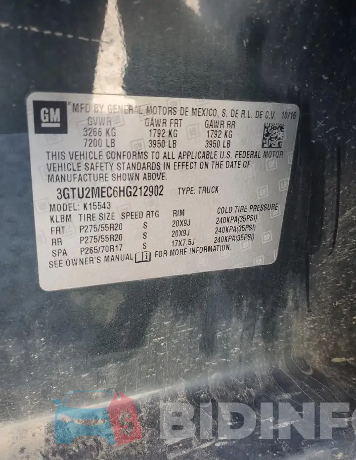 3GTU2MEC6HG212902 Photo# 12