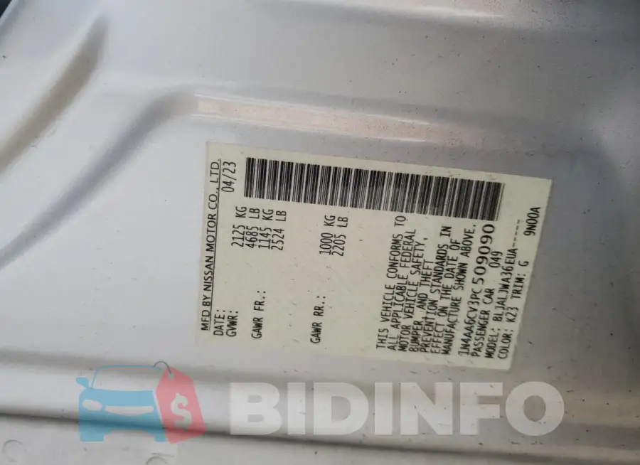 1N4AA6CV3PC509090 Photo# 12