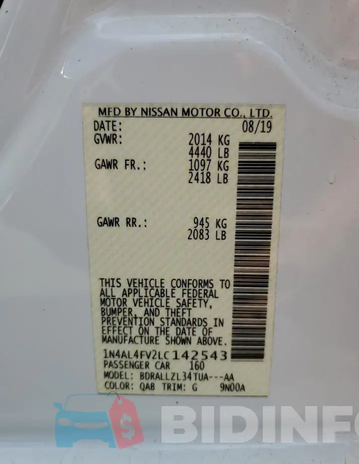 1N4AL4FV2LC142543 Photo# 12