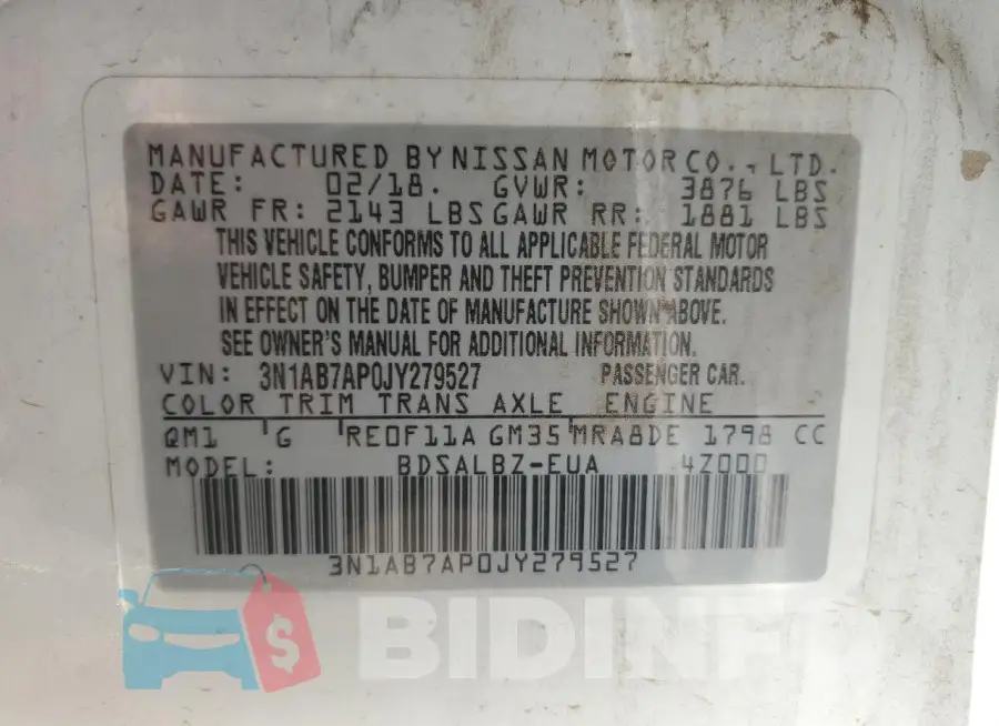 3N1AB7AP0JY279527 Photo# 12