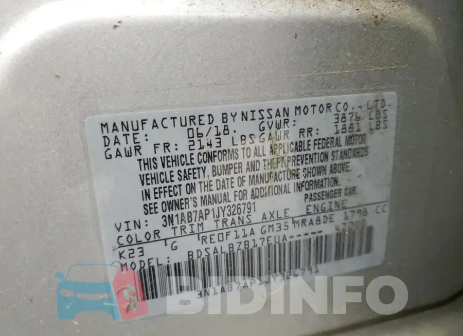 3N1AB7AP1JY326791 Photo# 12
