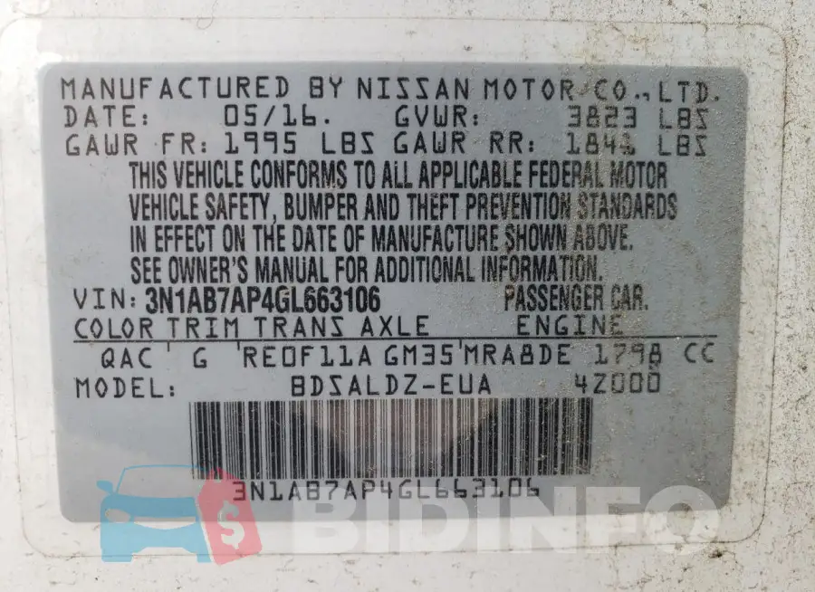 3N1AB7AP4GL663106 Photo# 12