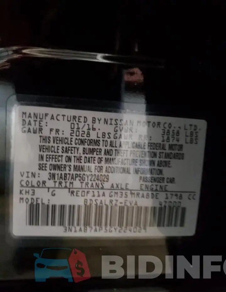 3N1AB7AP5GY224029 Photo# 13