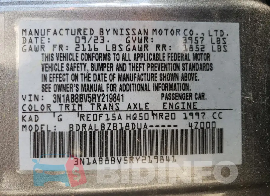 3N1AB8BV5RY219841 Photo# 12