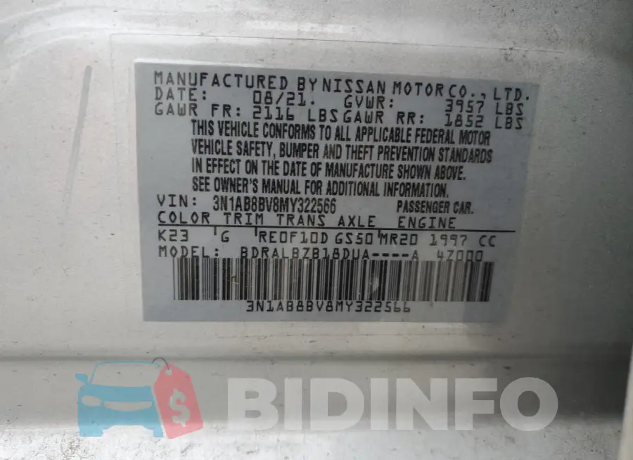 3N1AB8BV8MY322566 Photo# 12