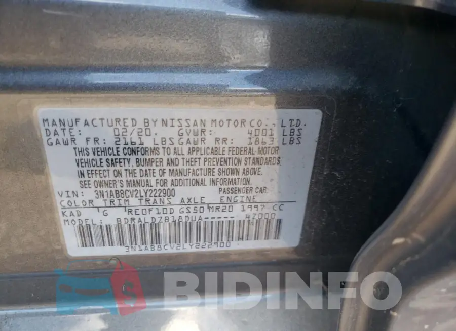 3N1AB8CV2LY222900 Photo# 12