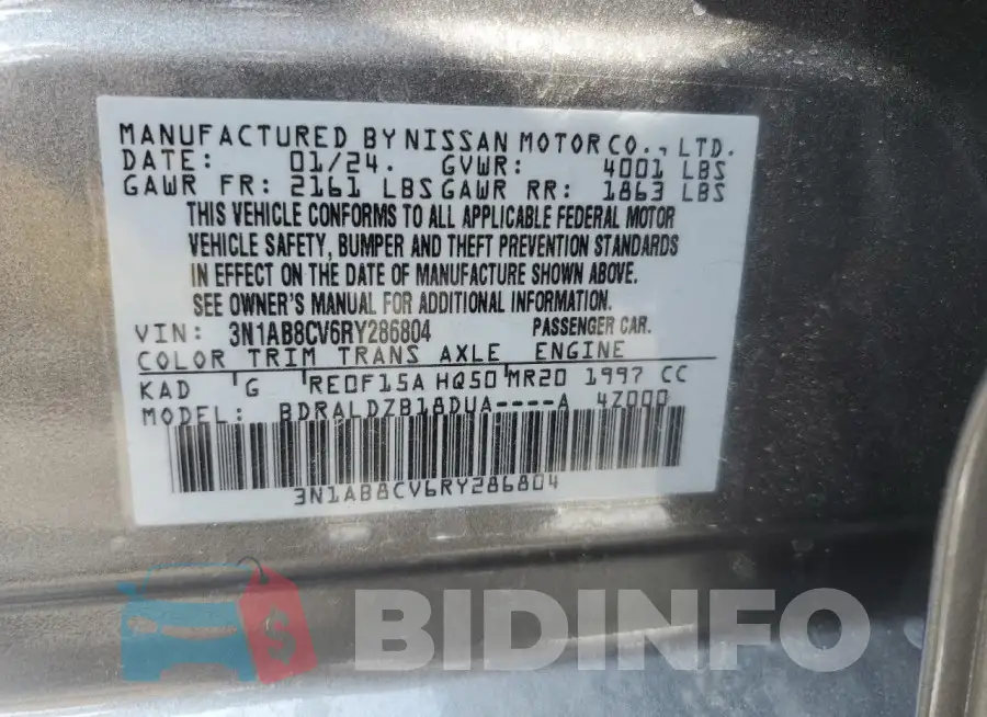 3N1AB8CV6RY286804 Photo# 13