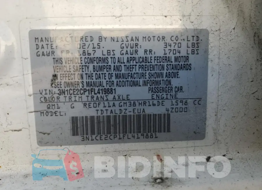 3N1CE2CP1FL419881 Photo# 12