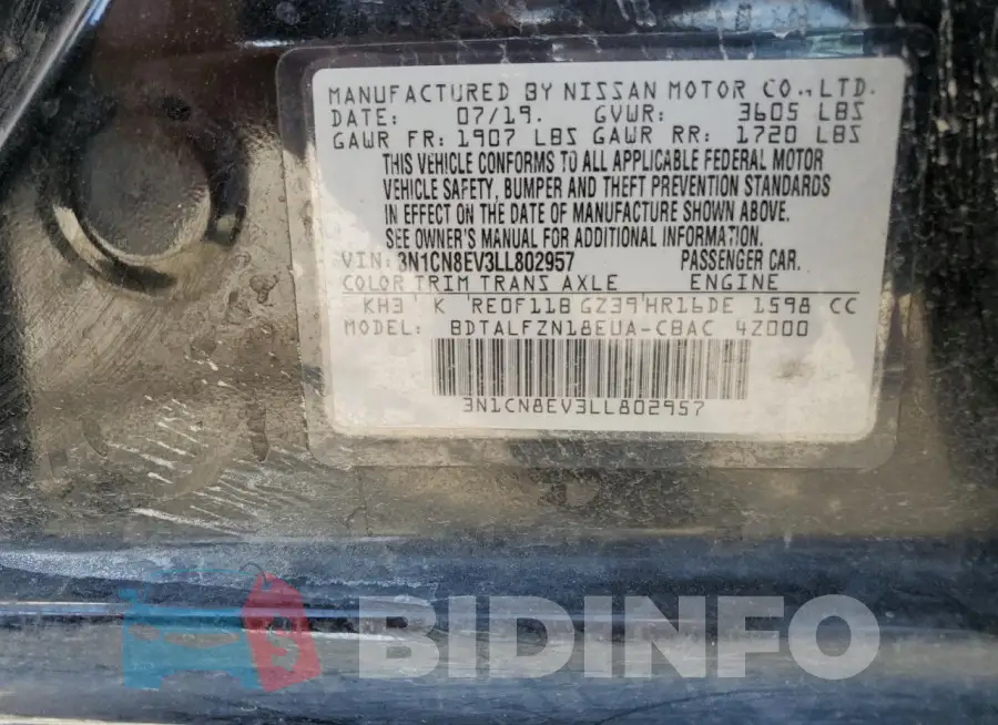 3N1CN8EV3LL802957 Photo# 12