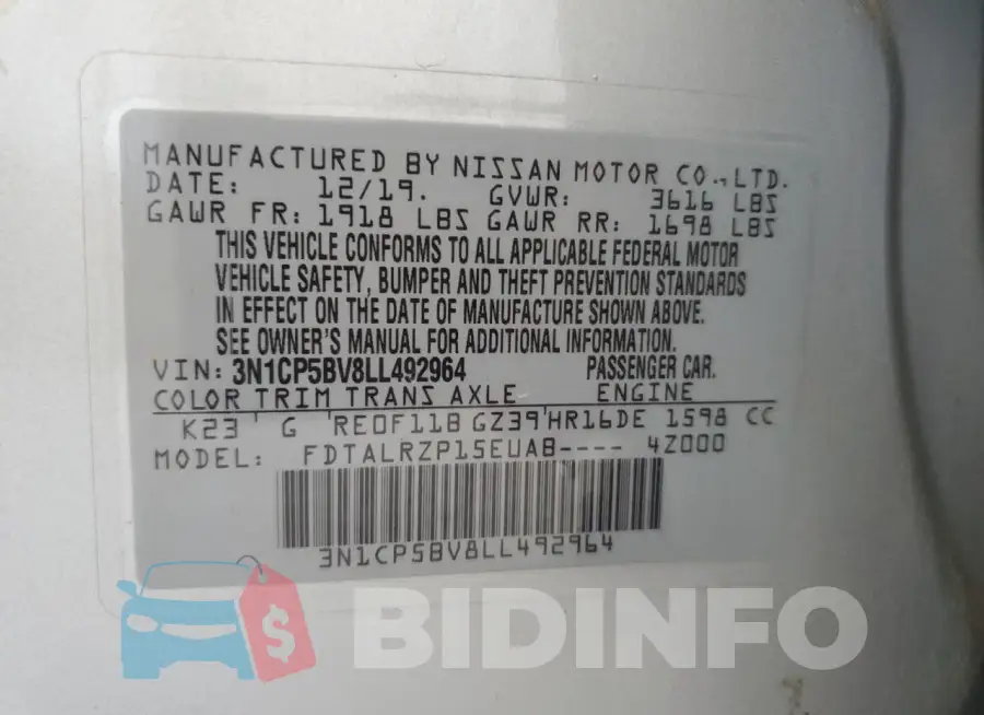 3N1CP5BV8LL492964 Photo# 13