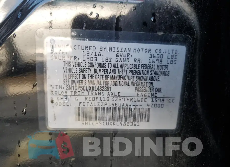 3N1CP5CUXKL482361 Photo# 14