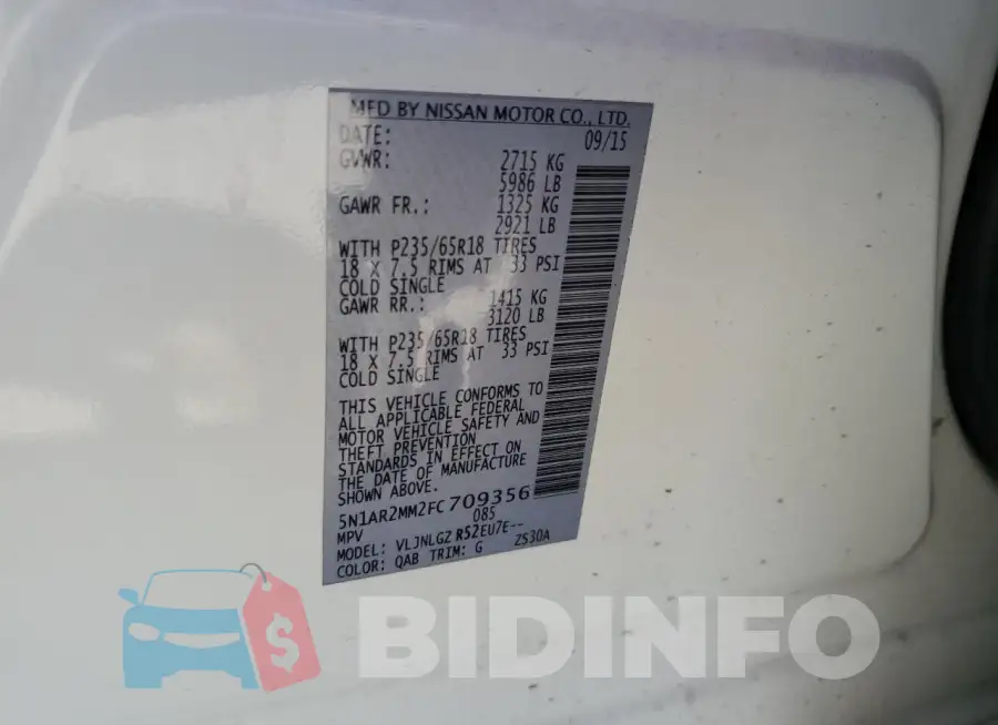 5N1AR2MM2FC709356 Photo# 13