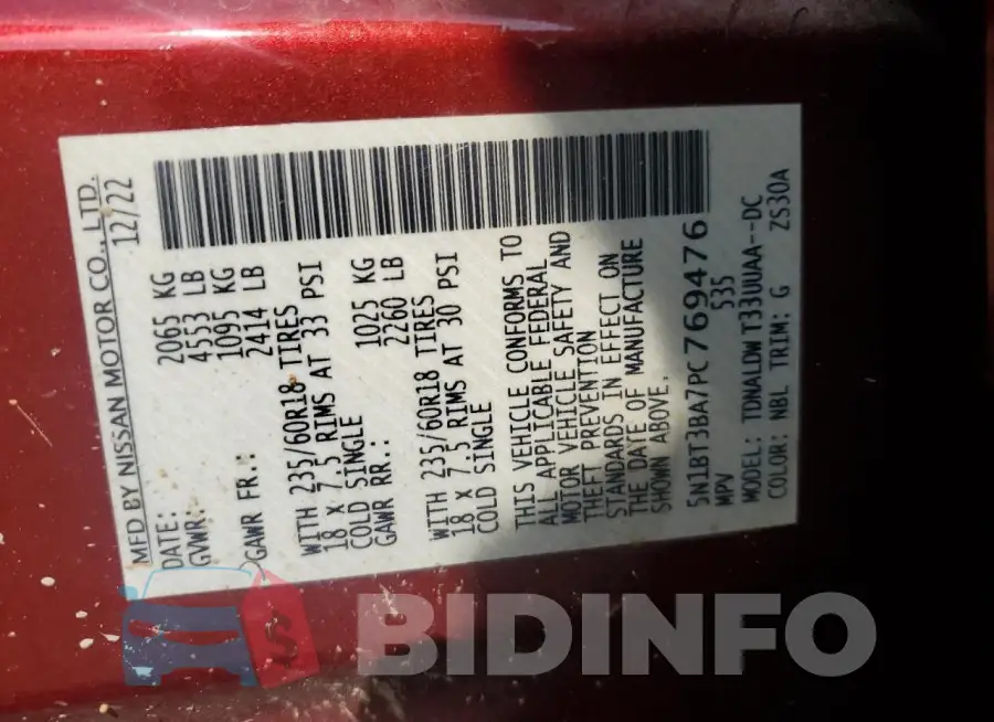 5N1BT3BA7PC769476 Photo# 13