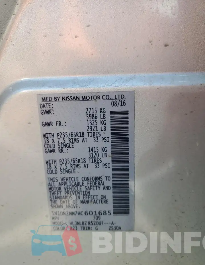 5N1DR2MM7HC601685 Photo# 13