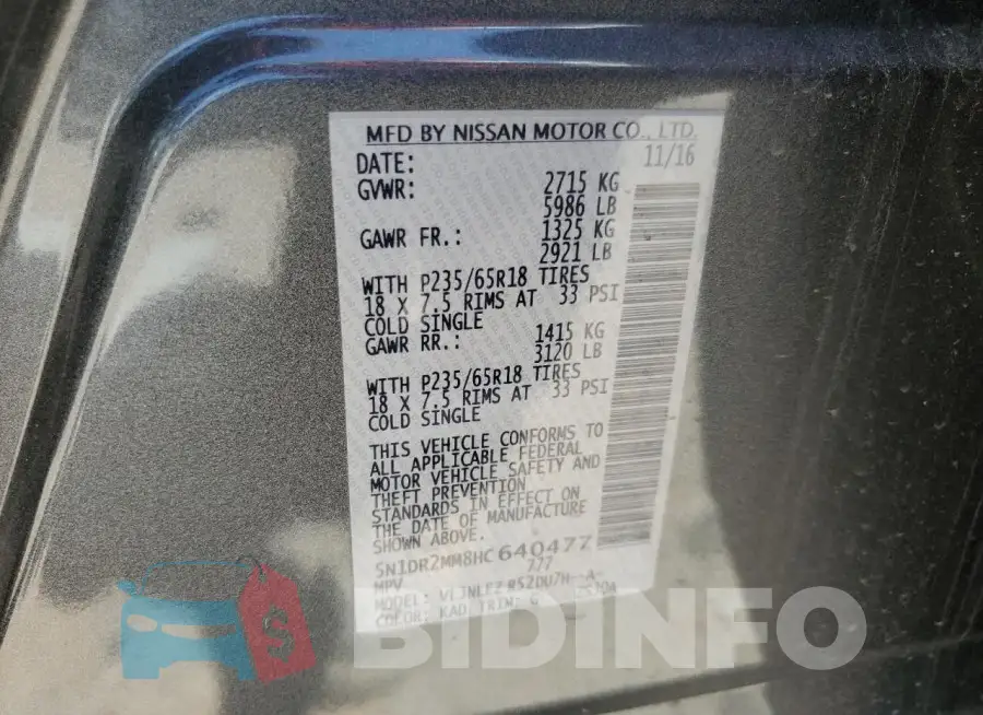 5N1DR2MM8HC640477 Photo# 14