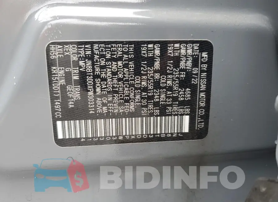 JN8BT3DDXPW303314 Photo# 12