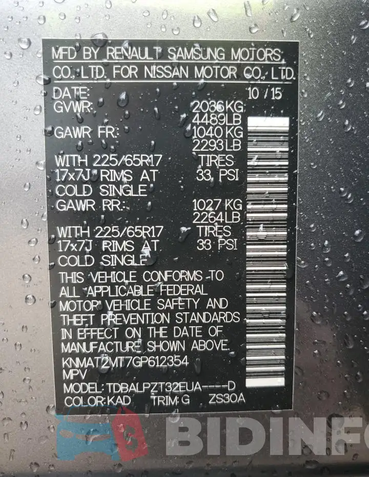 KNMAT2MT7GP612354 Photo# 14