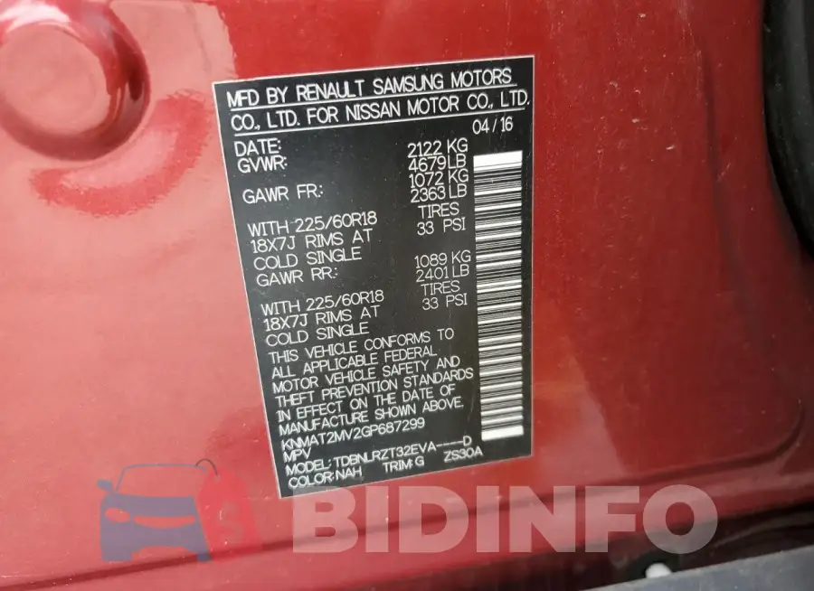 KNMAT2MV2GP687299 Photo# 13