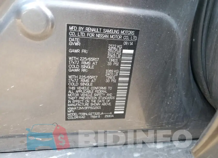 KNMAT2MV3FP502501 Photo# 13