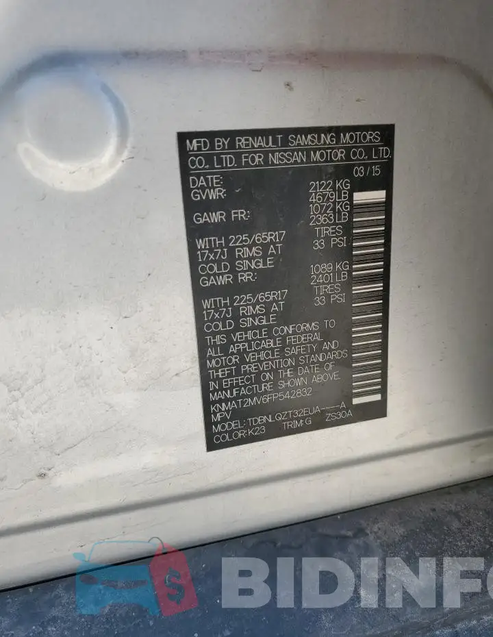 KNMAT2MV6FP542832 Photo# 13