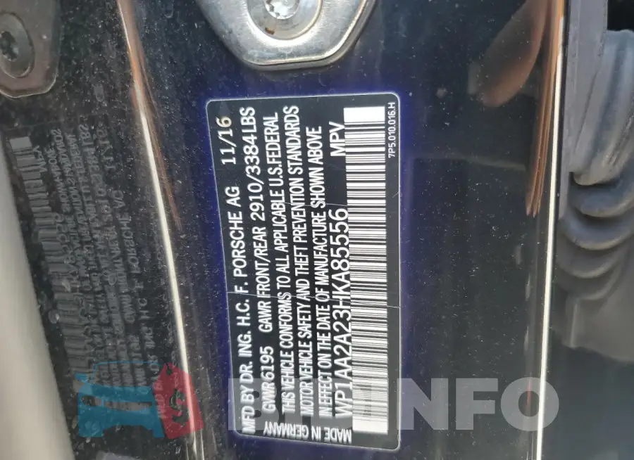 WP1AA2A23HKA85556 Photo# 13