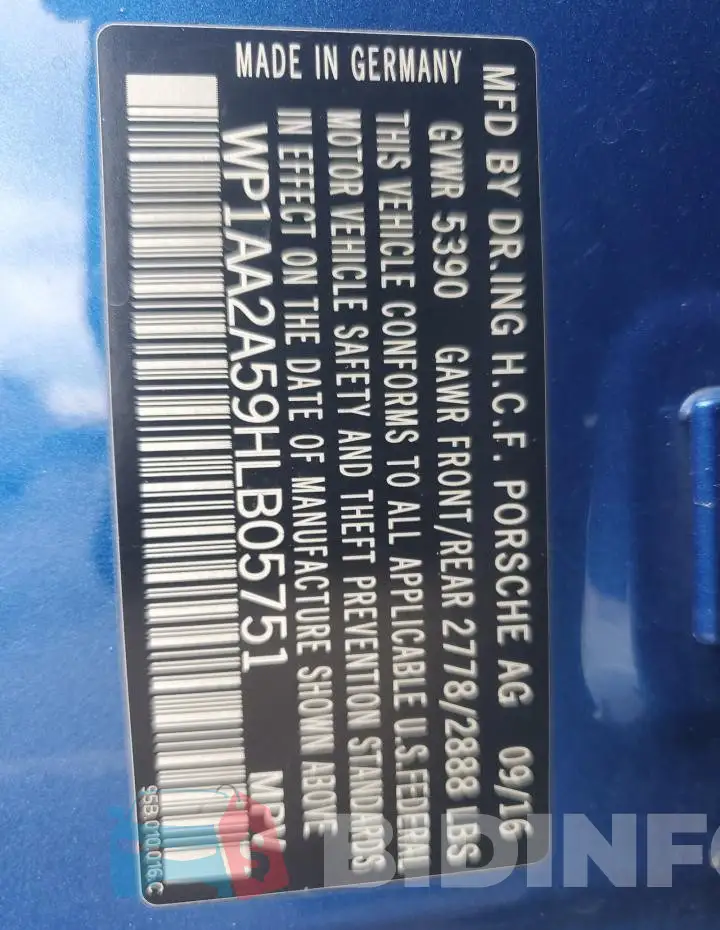 WP1AA2A59HLB05751 Photo# 13