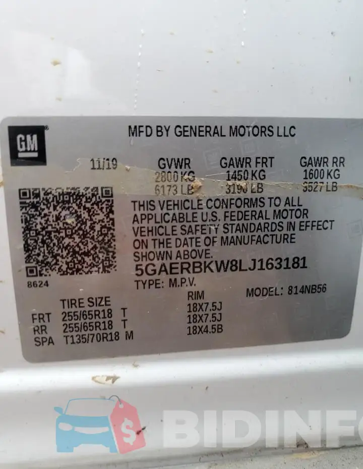 5GAERBKW8LJ163181 Photo# 13