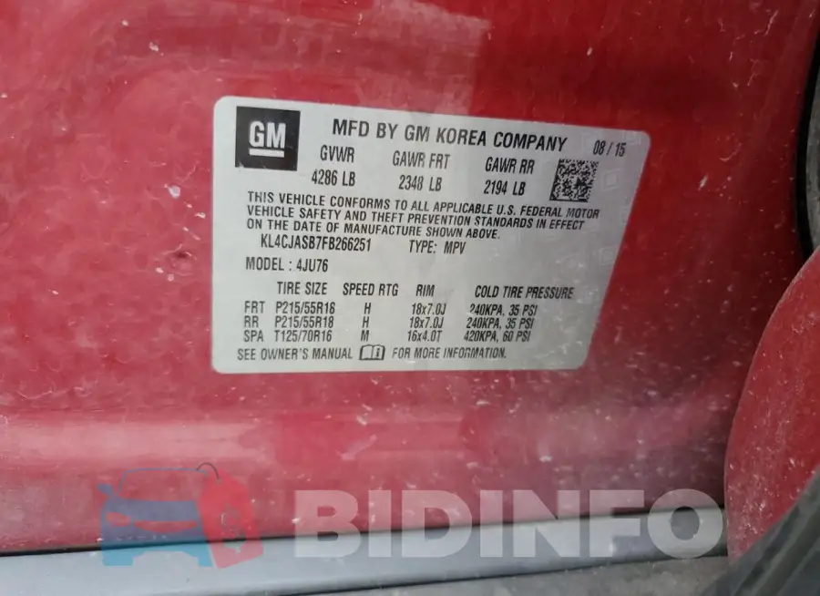 KL4CJASB7FB266251 Photo# 13