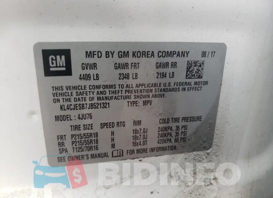 KL4CJESB7JB521321 Photo# 12