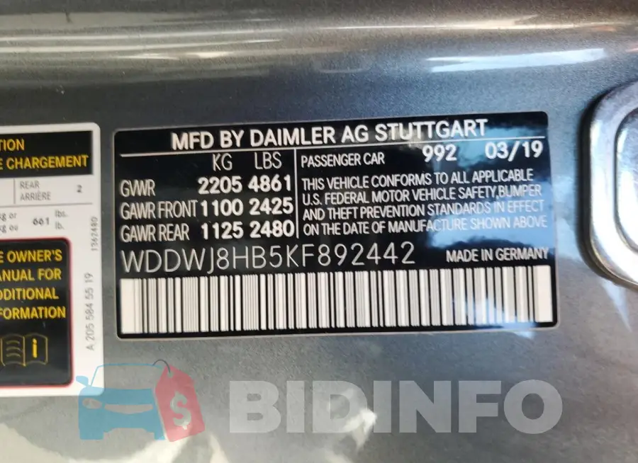 WDDWJ8HB5KF892442 Photo# 12