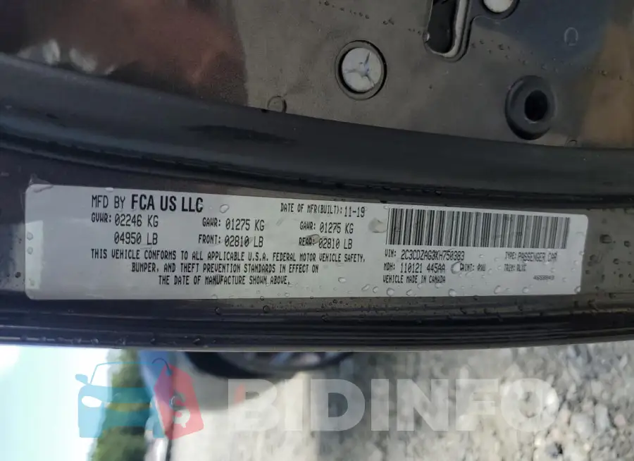 2C3CDZAG3KH750383 Photo# 12