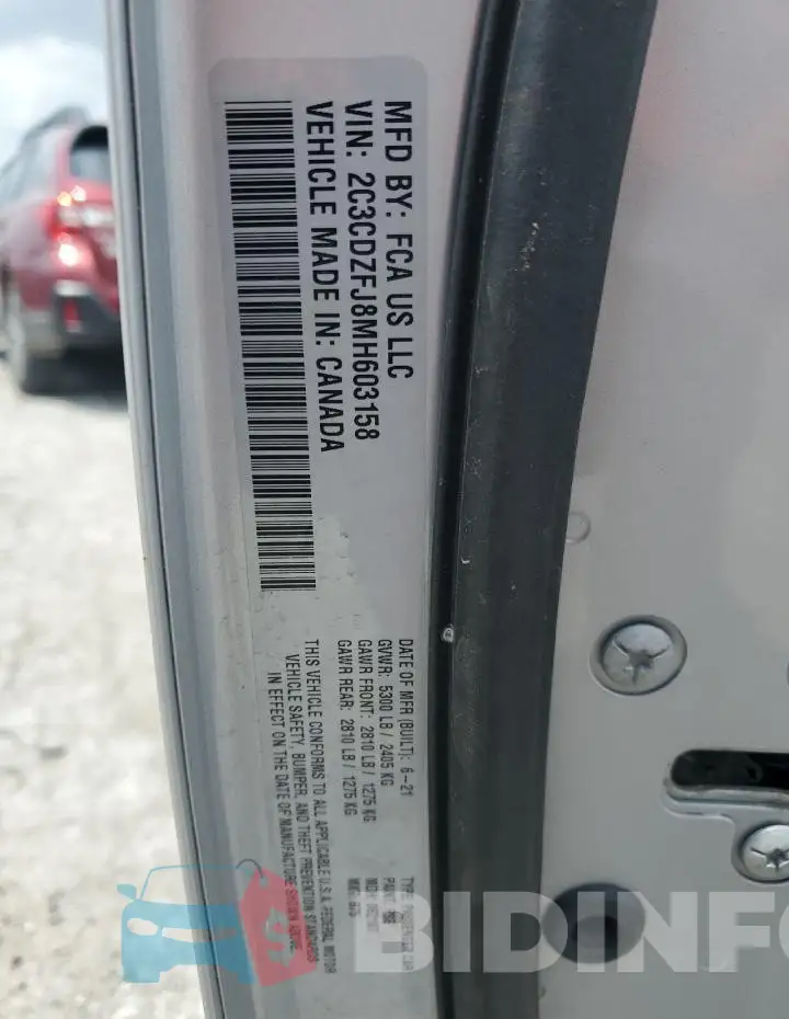 2C3CDZFJ8MH603158 Photo# 12