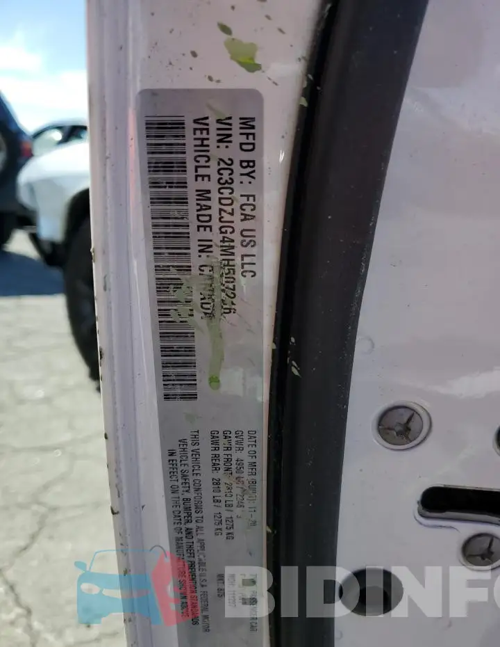 2C3CDZJG4MH507216 Photo# 13